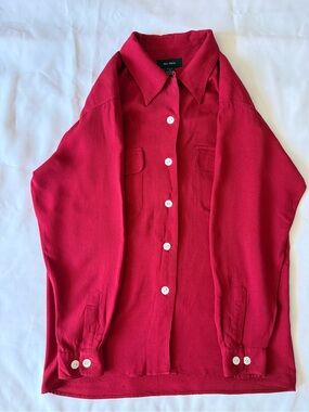 Silk house Women's Red Button-Front Blouse size M